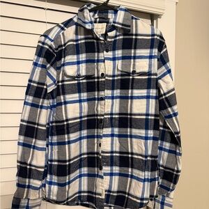 American Eagle Outfitters Navy and White Checkered Shirt